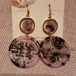 Designer Inspired Gold Greek Key Tortoise Earrings